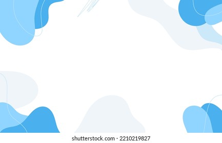 Abstract blue background of doodle shapes, lines on white background with blank space in center for text. Minimalist wavy background.