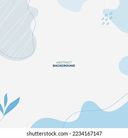 Abstract blue background of doodle shapes, lines on white background with blank space in center for text. Minimalist wavy background.