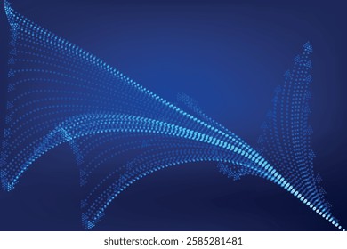 abstract blue background with dot line flower design, Abstract Blue Particle Wave, abstract blue doted line wave vector illustration background,  