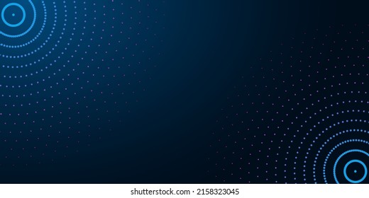Abstract blue background with abstract dotted circles, water rings, ripples, copy space for text.