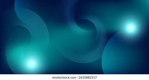 Abstrakter blauer Hintergrund mit dynamischen Kreislinien.