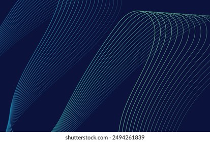 Abstract blue background with dynamic white lines forming a 3D wave pattern. Ideal for technology, modern design, and creative projects.