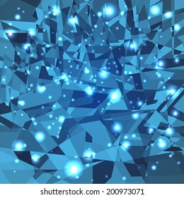 abstract blue background with effect of broken glass. Vector texture