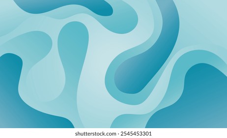 ABSTRACT BLUE BACKGROUND ELEGANT GRADIENT SMOOTH LIQUID COLORFUL DESIGN WITH WAVY SHAPES VECTOR TEMPLATE GOOD FOR MODERN WEBSITE, WALLPAPER, COVER DESIGN 