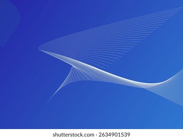 abstract blue background with a fantastic bird made of lines