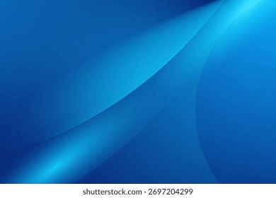 O fundo azul abstrato apresenta curvas de fluxo suaves, gradientes de luz vibrantes e um design contemporâneo elegante.