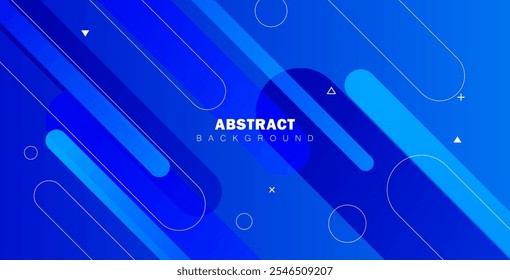 Abstract blue background featuring diagonal lines and dynamic shapes composition. Ideal for modern banners, posters, websites, and digital projects with a sleek, professional look.
