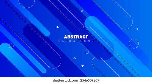 Abstract blue background featuring diagonal lines and dynamic shapes composition. Ideal for modern banners, posters, websites, and digital projects with a sleek, professional look.