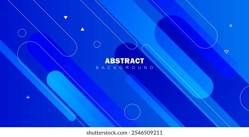Abstract blue background featuring diagonal lines and dynamic shapes composition. Ideal for modern banners, posters, websites, and digital projects with a sleek, professional look.