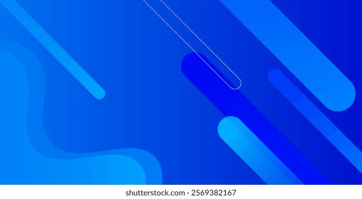 Abstract blue background featuring diagonal lines and dynamic shapes composition. Ideal for modern banners, posters, websites, and digital projects with a sleek, professional look.