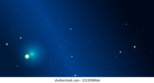Abstract blue background featuring glowing outer space with stars and planets, with grid background with innovation of circles, lines and shapes for websites and printing. Vector
