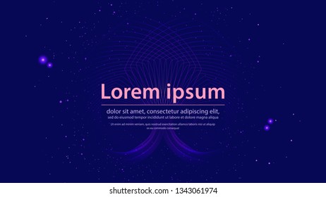 Abstract blue background featuring glowing outer space with stars and planets, with grid background with innovation of circles, lines and shapes for websites and printing. Vector
