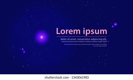 Abstract blue background featuring glowing outer space with stars and planets, with grid background with innovation of circles, lines and shapes for websites and printing. Vector