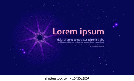 Abstract blue background featuring glowing outer space with stars and planets, with grid background with innovation of circles, lines and shapes for websites and printing. Vector