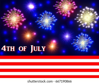 Abstract blue background with fireworks