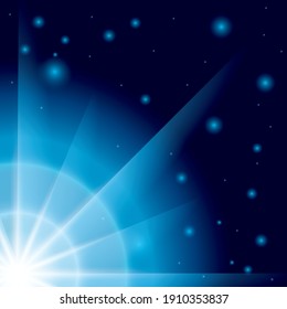 abstract blue background with flash in the corner - vector