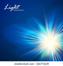 Abstract blue background. Flash light. Flower. Vector illustration