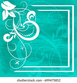 abstract blue background with floral elements. postcard