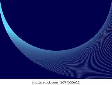 Abstract blue background with a flow of curved lines