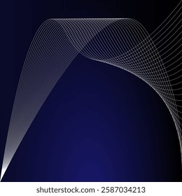 Abstract blue background with a flow of white lines