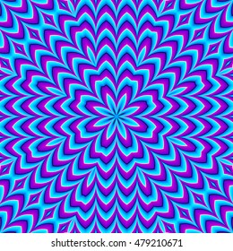 Abstract  blue  background with flower (motion illusion). Seamless pattern.