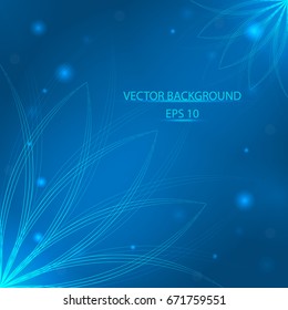 
Abstract blue background with flowers, abstract flowers with bokeh
In a glow line style vector illustration