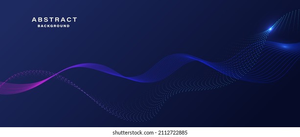Abstrakter blauer Hintergrund mit fließenden Linien. Dynamische Wellen. Vektorgrafik.	