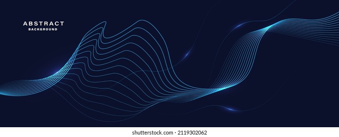 Abstract blue background with flowing lines. Dynamic waves. vector illustration.	
