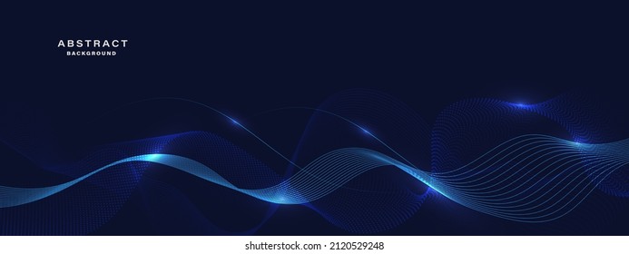 Abstrakter blauer Hintergrund mit fließenden Linien. Dynamische Wellen. Vektorgrafik.