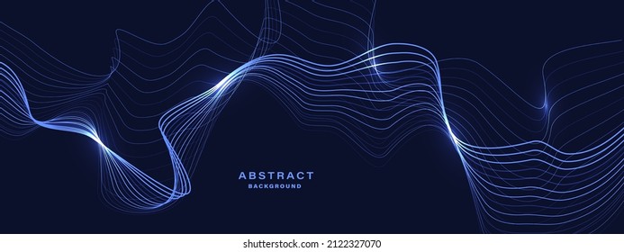 Abstract blue background with flowing lines. Dynamic waves. vector illustration.	
