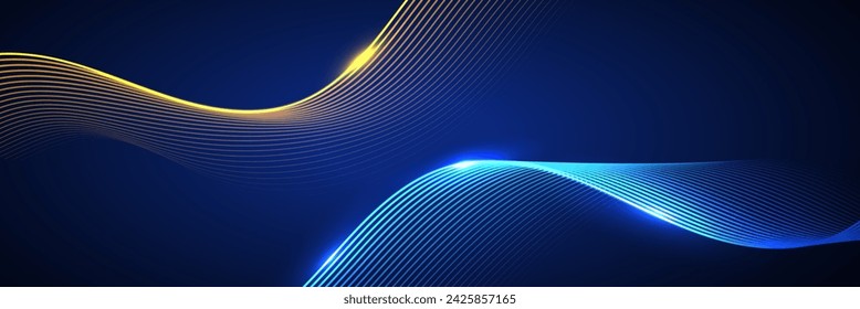 Fondo azul abstracto con líneas que fluyen. Ondas dinámicas. ilustración vectorial.