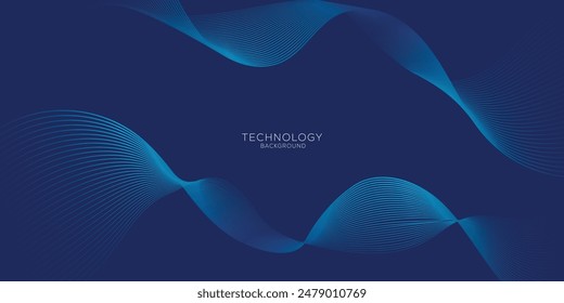 Abstrakter blauer Hintergrund mit fließenden Linien für Technologiekonzept. Futuristisches Technologiekonzept. Dynamische Wellen. Vektorillustration.