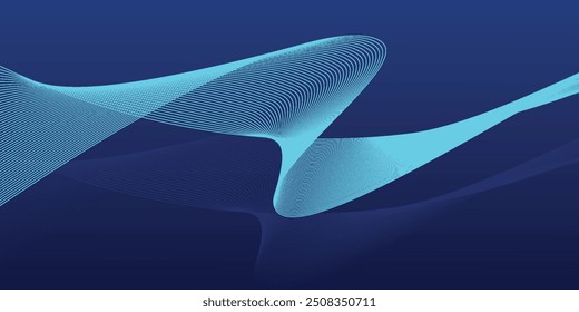 Abstract blue background with flowing lines for futuristic concept. Dynamic waves.