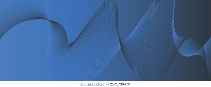 Abstract blue background with flowing lines. The background features a smooth, wavy texture. Blue color dominates the background design. Minimal abstract wavy gradient vector background