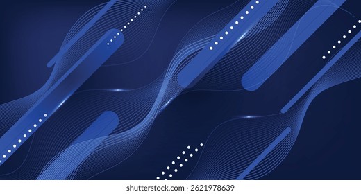 Fondo azul Abstractas con líneas fluidas para el concepto futurista. Ondas dinámicas