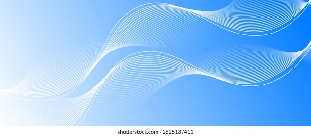 Abstract blue background with flowing lines for futuristic concept. Dynamic waves. vector