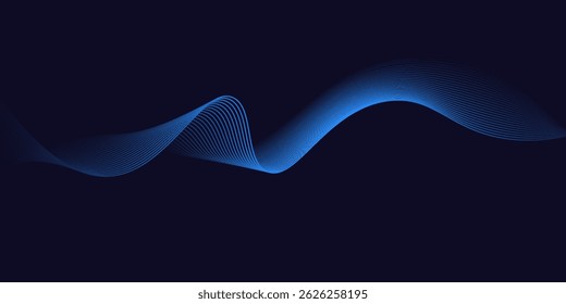 Fundo azul abstrato com linhas fluindo para conceito futurista. Ondas dinâmicas. ilustração vetorial. eps 10