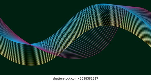 Abstract blue background with flowing lines for futuristic concept. Dynamic waves. vector 