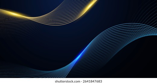 Abstract blue background with flowing lines. Dynamic waves. vector