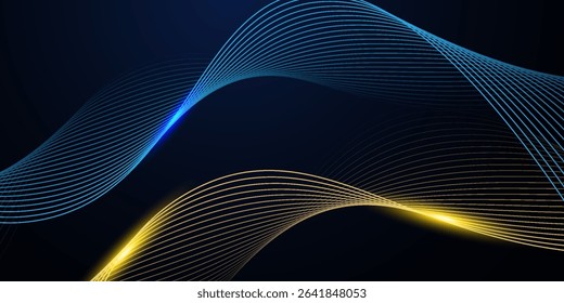 Abstract blue background with flowing lines. Dynamic waves. vector
