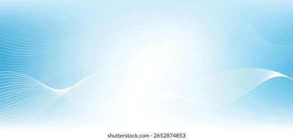 Fundo azul abstrato com linhas fluindo gradiente suave, design de onda, arte digital, minimalista, limpo, textura suave, estilo contemporâneo