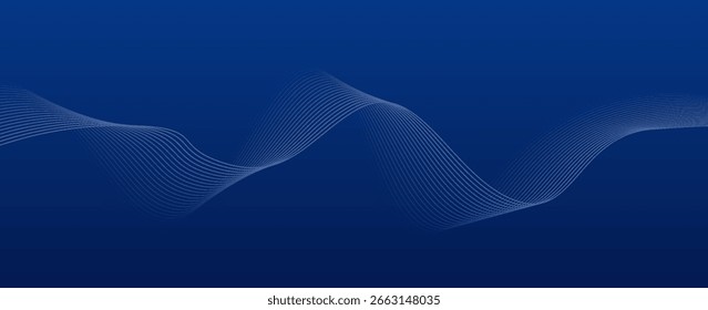 Fundo azul abstrato com linhas fluindo para conceito futurista. Ondas dinâmicas. eps 10
