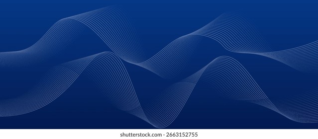 Fondo azul Abstractas con líneas fluidas para el concepto futurista. Ondas dinámicas. Vector