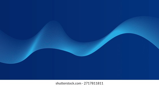 Fondo azul Abstractas con líneas fluidas para el concepto futurista. Ondas dinámicas, Ilustración vectorial.