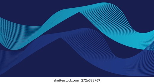 Fondo azul Abstractas con líneas fluidas para el concepto futurista. Ondas dinámicas.