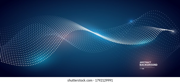 Abstract blue background with flowing particles. light effect.digital future technology concept. vector illustration.