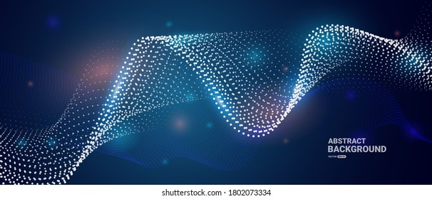 Resumen de fondo azul con partículas fluidas. efecto luminoso.concepto digital de tecnología futura. ilustración vectorial.