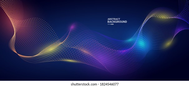 Abstract blue background with flowing particles. light effect.digital future technology concept. vector illustration.