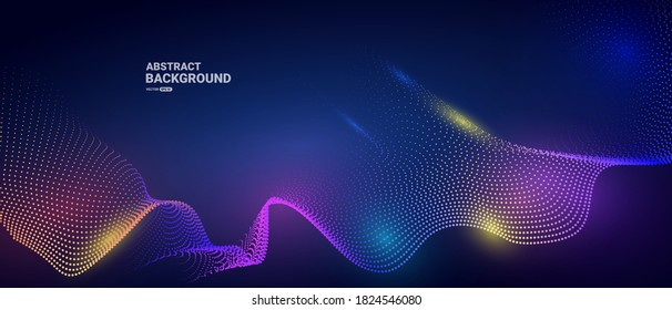 Resumen de fondo azul con partículas fluidas. efecto luminoso.concepto digital de tecnología futura. ilustración vectorial.