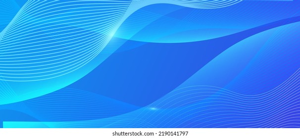Abstrakter blauer Hintergrund mit fließenden Teilchen. Dynamische Wellen. Vektorgrafik.	